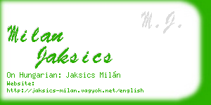 milan jaksics business card